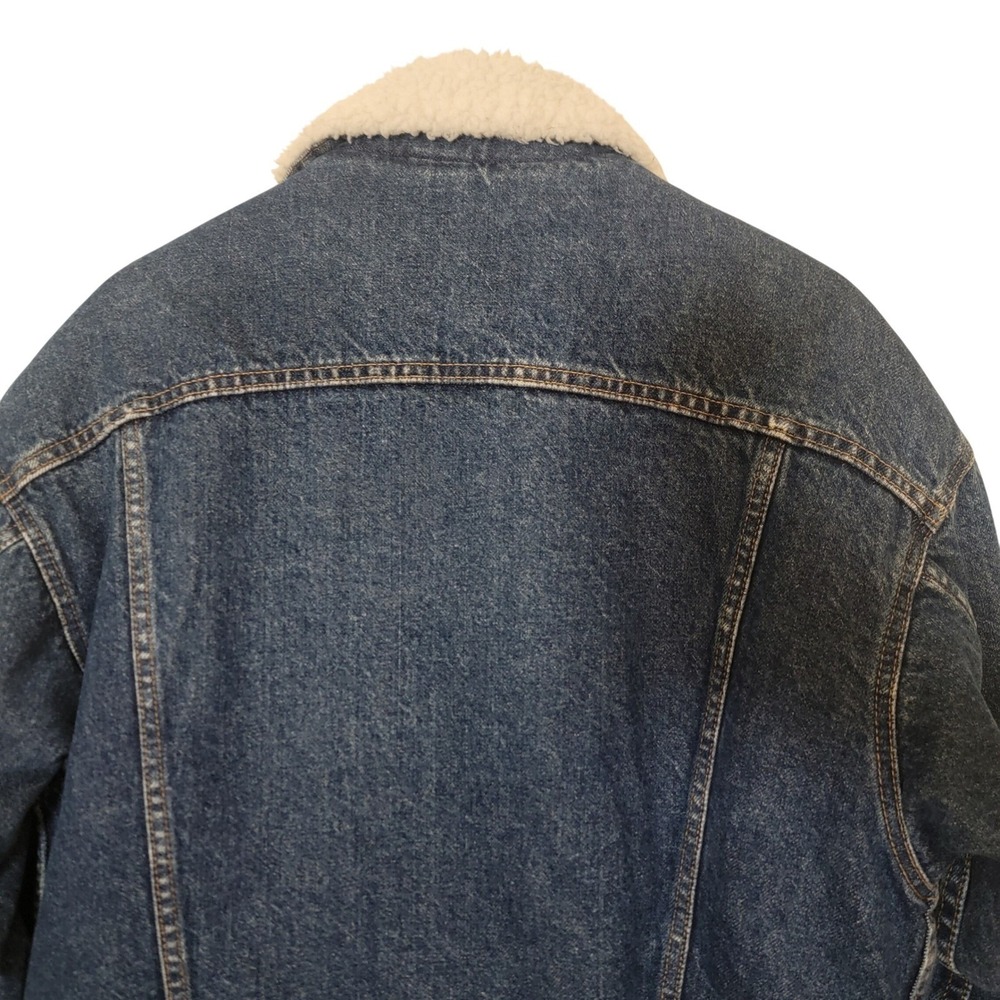 Vintage 90s Levi's Denim Trucker Jacket Sherpa Lined Jean Jacket Winter Medium - Picture 9 of 16